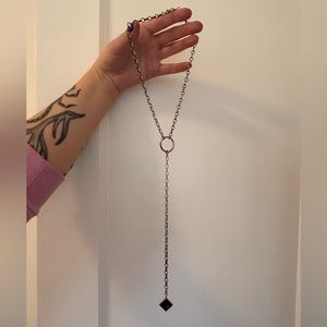 Meg Girard sterling silver and onyx lariat necklace